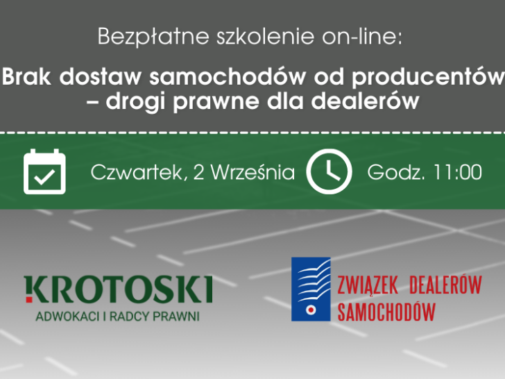 Bezpłatne szkolenie on-line Brak dostaw samochodów od producentów – drogi prawne dla dealerów zds